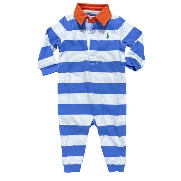 NWT Ralph Lauren Baby Rugby Stripe Polo One Piece Size 9 months - Picture 1 of 4